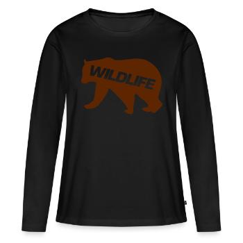 Faune et ours - T-shirt manches longues Premium bio Femme - noir - Devant - Julia (174cm)