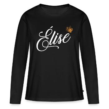 Elise Nom pour Femme Enfants Bambins - Elise Custom - T-shirt manches longues Premium bio Femme - noir - Devant - Julia (174cm)