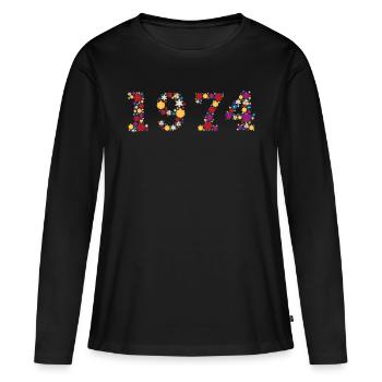 Flowers 1974 - Frauen Premium Bio Langarmshirt - Schwarz - Vorne - Julia (174cm)