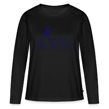 bis unendlich und jenseits des Zitations-Fixierers - Frauen Premium Bio Langarmshirt - Schwarz - Vorne - Julia (174cm)