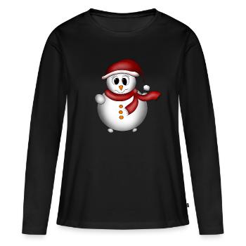Schneemann - Frauen Premium Bio Langarmshirt - Schwarz - Vorne - Julia (174cm)