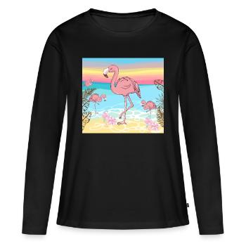 Flamingo - T-shirt manches longues Premium bio Femme - noir - Devant - Julia (174cm)