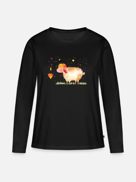 Schäfchen - Frauen Premium Bio Langarmshirt - Schwarz