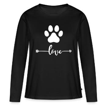 Hundepfote Hundefreund Hundemensch Geschenkidee - Frauen Premium Bio Langarmshirt - Schwarz - Vorne - Julia (174cm)