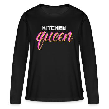 Kitchen Queen - Küchen Königin - Frauen Premium Bio Langarmshirt - Schwarz - Vorne - Julia (174cm)