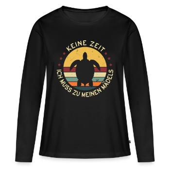 Keine Zeit Ich Muss Zu Meinen Mädels Schildkröte - Frauen Premium Bio Langarmshirt - Schwarz - Vorne - Julia (174cm)