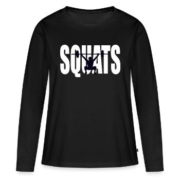 logo de squats gym - T-shirt manches longues Premium bio Femme - noir - Devant - Julia (174cm)