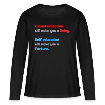 Citations Citation éducative - T-shirt manches longues Premium bio Femme - noir - Devant - Julia (174cm)