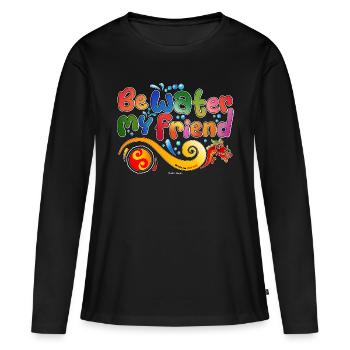 Hommage à Bruce Lee - T-shirt manches longues Premium bio Femme - noir - Devant - Julia (174cm)