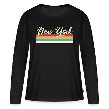 New York City - Big Apple - Manhattan - Rétro - T-shirt manches longues Premium bio Femme - noir - Devant - Julia (174cm)
