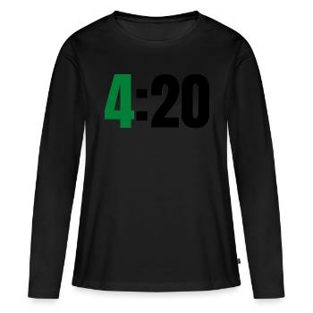 4 20 - T-shirt manches longues Premium bio Femme - noir - Devant - Julia (174cm)