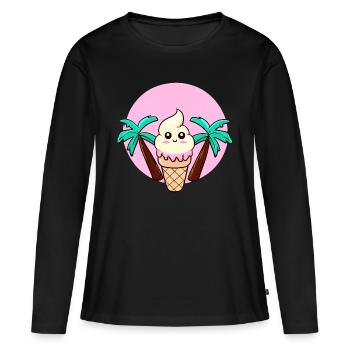Softeis unter Palmen im Sonnenuntergang - Frauen Premium Bio Langarmshirt - Schwarz - Vorne - Julia (174cm)