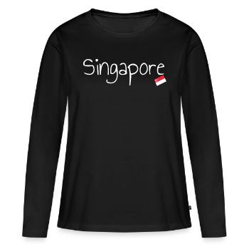 Singapour - T-shirt manches longues Premium bio Femme - noir - Devant - Julia (174cm)