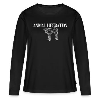 Libération animale - T-shirt manches longues Premium bio Femme - noir - Devant - Julia (174cm)