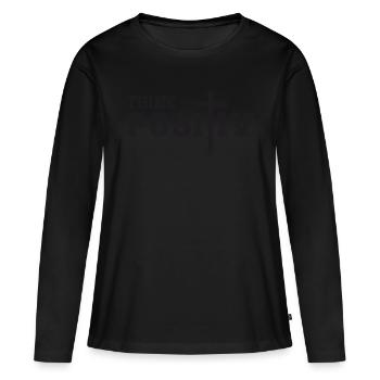 Penser positif - T-shirt manches longues Premium bio Femme - noir - Devant - Julia (174cm)