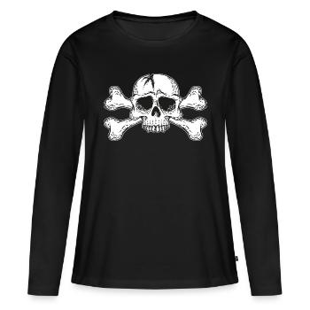 crâne avec os - T-shirt manches longues Premium bio Femme - noir - Devant - Julia (174cm)