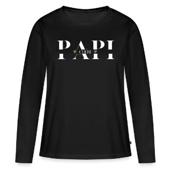 papi Chéri - T-shirt manches longues Premium bio Femme - noir - Devant - Julia (174cm)