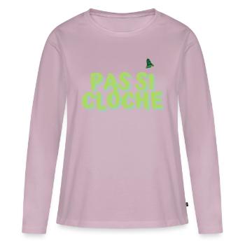 Pas si cloche - T-shirt manches longues Premium bio Femme - rose poudré - Devant - Julia (174cm)