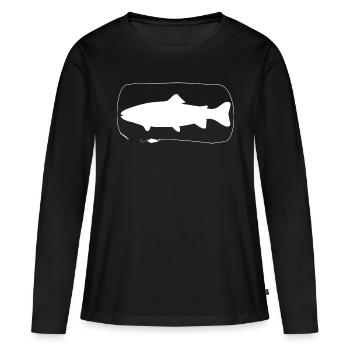 Truite à la cuillère - T-shirt manches longues Premium bio Femme - noir - Devant - Julia (174cm)