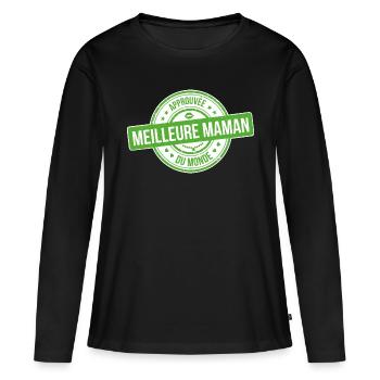 Approuvée Meilleure Maman du Monde - T-shirt manches longues Premium bio Femme - noir - Devant - Julia (174cm)