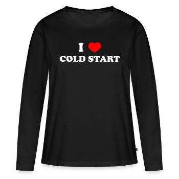 J’adore le démarrage à froid - T-shirt manches longues Premium bio Femme - noir - Devant - Julia (174cm)