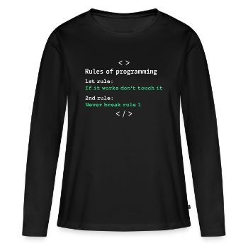 Règles de programmation - T-shirt manches longues Premium bio Femme - noir - Devant - Julia (174cm)