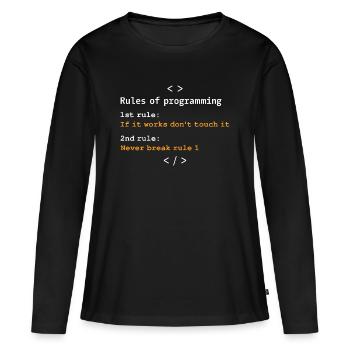 Règles de programmation - T-shirt manches longues Premium bio Femme - noir - Devant - Julia (174cm)