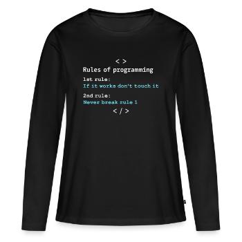 Règles de programmation - T-shirt manches longues Premium bio Femme - noir - Devant - Julia (174cm)