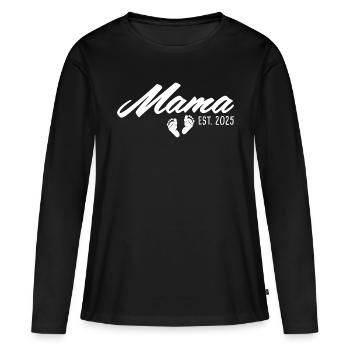Werdende Mama 2025 Schwangerschaft - Frauen Premium Bio Langarmshirt - Schwarz - Vorne - Julia (174cm)