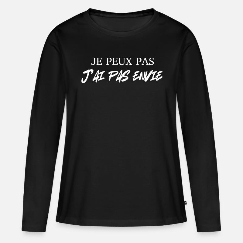 ICH KANN NICHT, ICH WILL NICHT - Frauen Premium Bio Langarmshirt - Schwarz