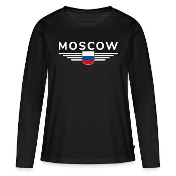 T-Shirt Moscou – Métropole de l’Elégance - T-shirt manches longues Premium bio Femme - noir - Devant - Julia (174cm)