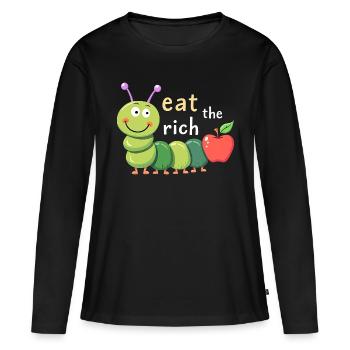 Mangez les riches - Chenille affamée - T-shirt manches longues Premium bio Femme - noir - Devant - Julia (174cm)