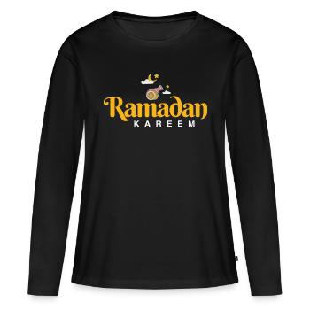 Ramadan Moubarak - T-shirt manches longues Premium bio Femme - noir - Devant - Julia (174cm)