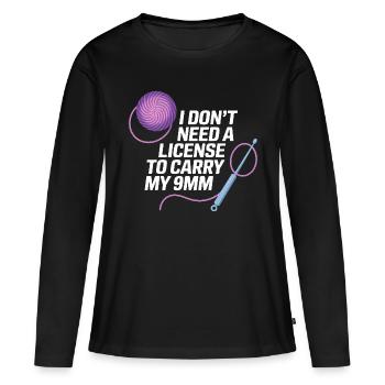 Je n’ai pas besoin de certificat pour ma laine - T-shirt manches longues Premium bio Femme - noir - Devant - Julia (174cm)
