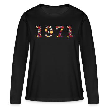 Flowers 1971 - Frauen Premium Bio Langarmshirt - Schwarz - Vorne - Julia (174cm)