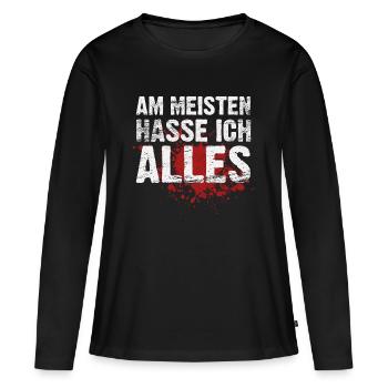 Surtout, je déteste tout - T-shirt manches longues Premium bio Femme - noir - Devant - Julia (174cm)