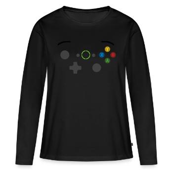 Manette de jeux vidéo 3 - T-shirt manches longues Premium bio Femme - noir - Devant - Julia (174cm)
