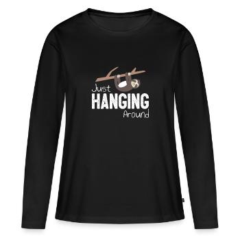 Faultier - Frauen Premium Bio Langarmshirt - Schwarz - Vorne - Julia (174cm)