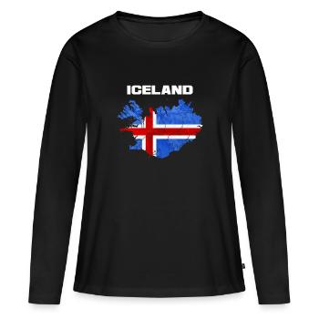 Islande - T-shirt manches longues Premium bio Femme - noir - Devant - Julia (174cm)