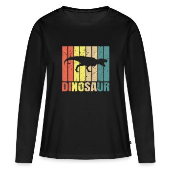 T-Rex - T-shirt manches longues Premium bio Femme - noir - Devant - Julia (174cm)