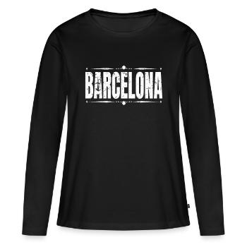 Barcelone - T-shirt manches longues Premium bio Femme - noir - Devant - Julia (174cm)