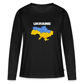Ukraine - T-shirt manches longues Premium bio Femme - noir - Devant - Julia (174cm)