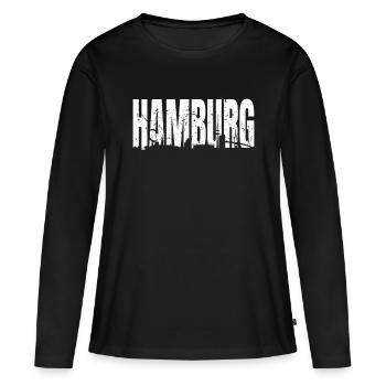 Hambourg - T-shirt manches longues Premium bio Femme - noir - Devant - Julia (174cm)