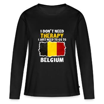 Belgique - T-shirt manches longues Premium bio Femme - noir - Devant - Julia (174cm)