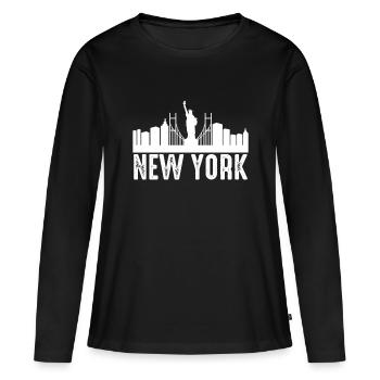 New York - T-shirt manches longues Premium bio Femme - noir - Devant - Julia (174cm)