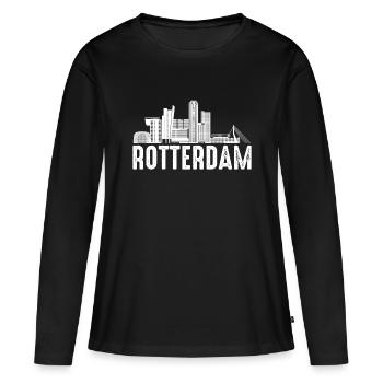 Rotterdam - T-shirt manches longues Premium bio Femme - noir - Devant - Julia (174cm)
