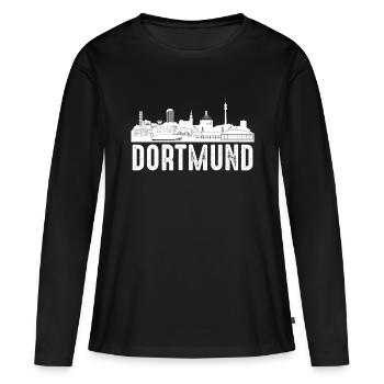 Dortmund - T-shirt manches longues Premium bio Femme - noir - Devant - Julia (174cm)