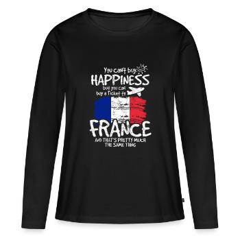 Frankreich - Frauen Premium Bio Langarmshirt - Schwarz - Vorne - Julia (174cm)