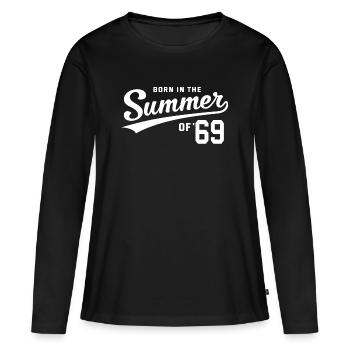50 anniversaire Born in the Summer of 69 Cadeau - T-shirt manches longues Premium bio Femme - noir - Devant - Julia (174cm)