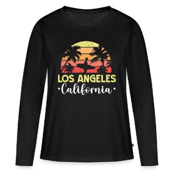 Los Angeles Kalifornien Sonnenuntergang LA Vintage - Frauen Premium Bio Langarmshirt - Schwarz - Vorne - Julia (174cm)